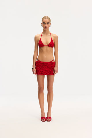 Lia Kırmızı Mini Plaj Eteği
