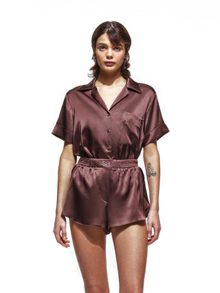 Brown Silk Short Set