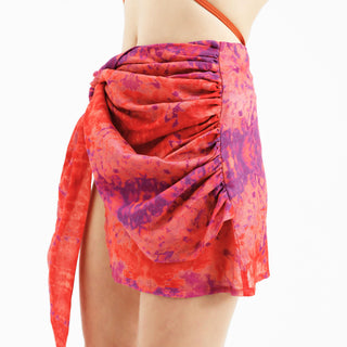 Red Tie-Dye Mini Beach Skirt